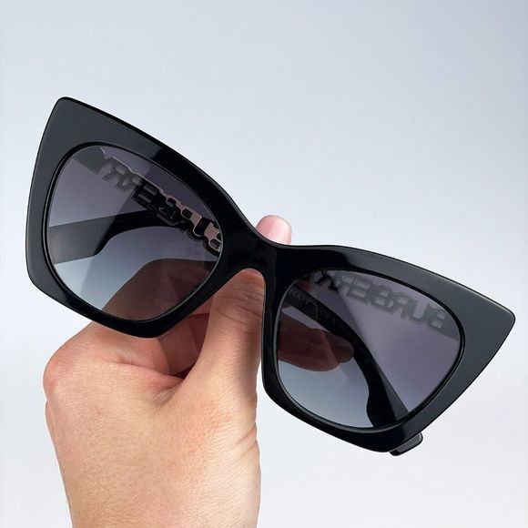Burberry BE4372U MARIANNE 30018G Sunglasses Black Grey Gradient Cat Eye Woman - Picture 2 of 11